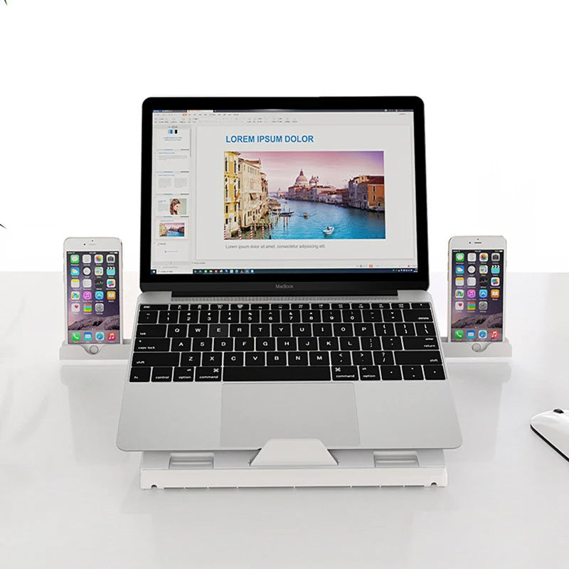 Adjustable Folding Aluminum Laptop Stand – 3-in-1 Multifunctional Riser