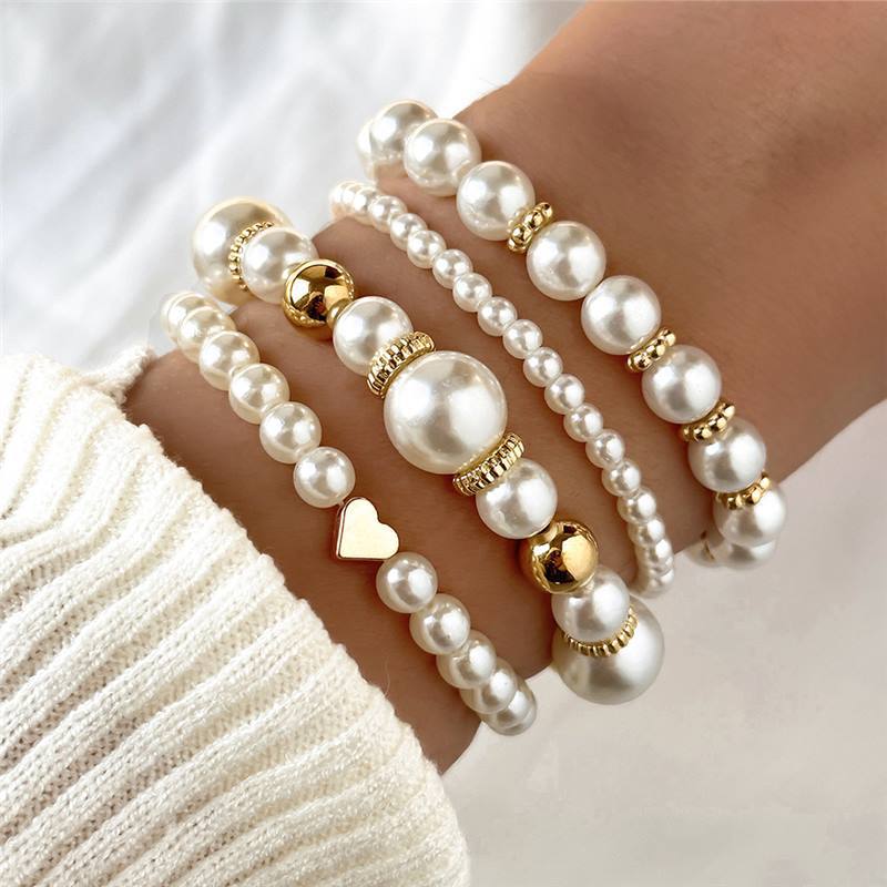 4-Piece Faux Pearl Bracelet Set
