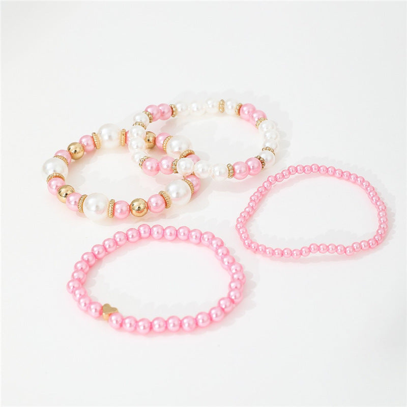 4-Piece Faux Pearl Bracelet Set