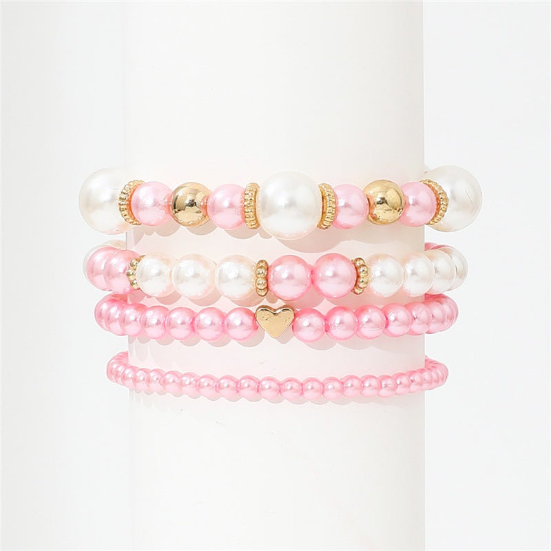 4-Piece Faux Pearl Bracelet Set