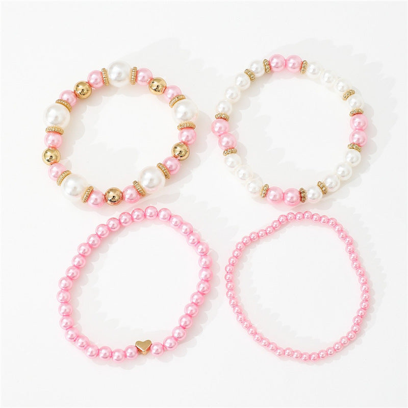 4-Piece Faux Pearl Bracelet Set
