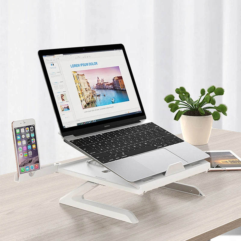 Adjustable Folding Aluminum Laptop Stand – 3-in-1 Multifunctional Riser