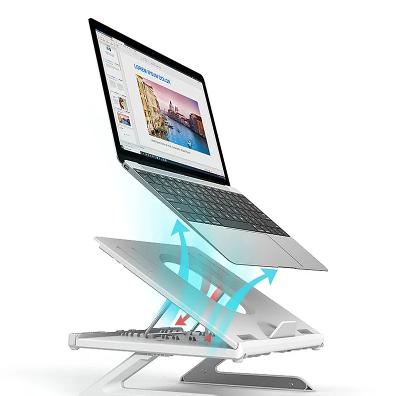 Adjustable Folding Aluminum Laptop Stand – 3-in-1 Multifunctional Riser