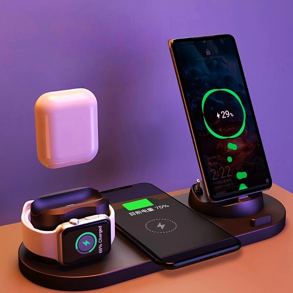Wireless Charger for IPhone, 6 In 1 Charging Dock Station