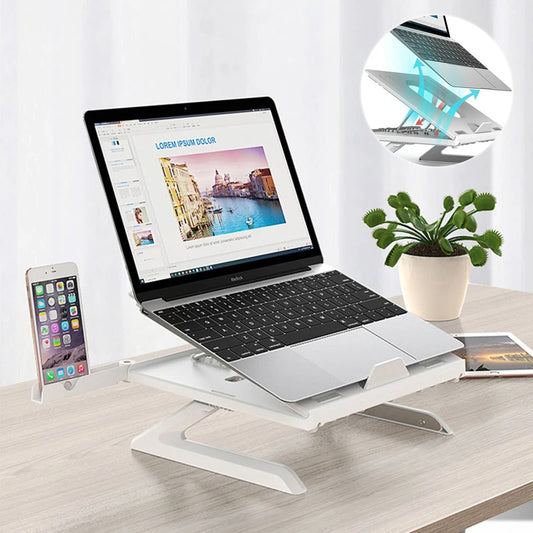 Adjustable Folding Aluminum Laptop Stand – 3-in-1 Multifunctional Riser